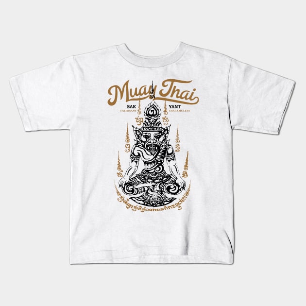 Antique Muay Thai Tattoo Hermit Kids T-Shirt by KewaleeTee